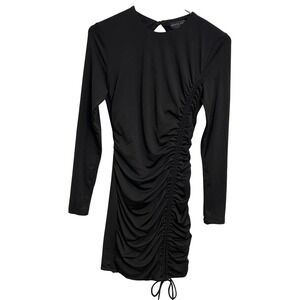 White Fox Black Ruched Mini Dress‎ Bodycon Open Back Club Date Night Size M
